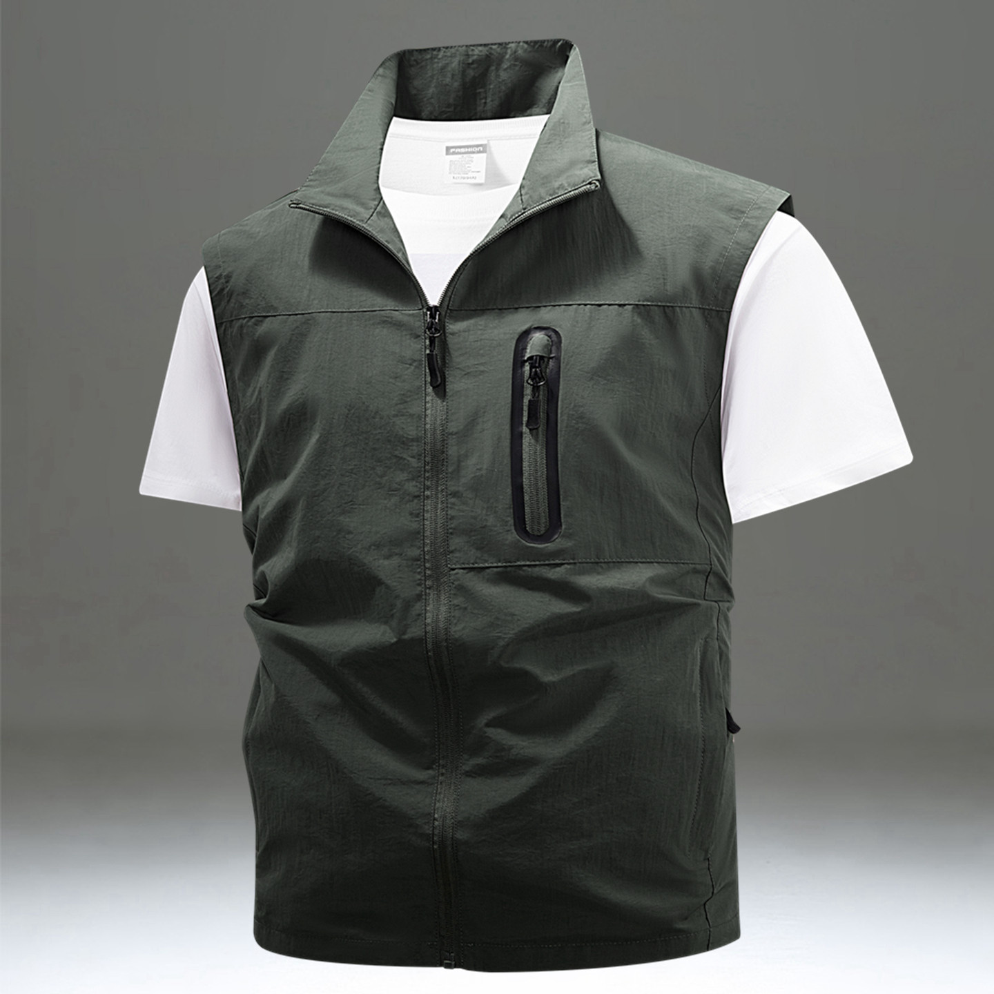 户外马甲男多口袋工装背心军绿色马夹外套立领外穿休闲钓鱼旅游春