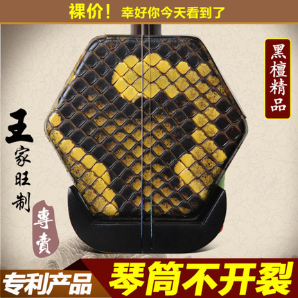 王家旺制专业演奏黑檀二胡乐器二泉胡初学者成人考级通用厂家直销