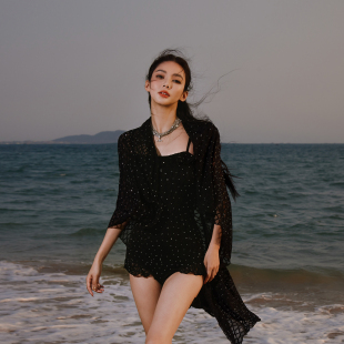 星河之后 批纱 W小调超闪重工连体遮肚显瘦保守游泳衣温泉度假