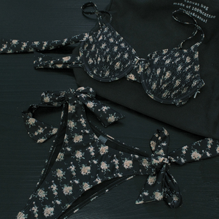 向海 W小调比基尼bikini高叉性感ins风钢托聚拢冲浪海边度假泳衣