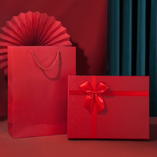 红色喜庆包装 盒空盒结婚伴手礼盒衣服围巾礼物盒简约礼品盒子定制
