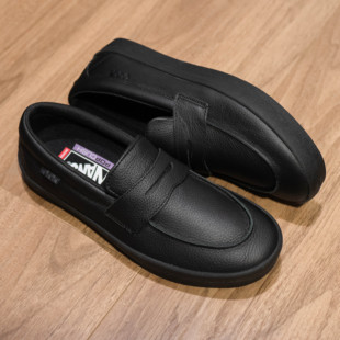 Vans Loafer Skate Pro黑色荔枝皮复古休闲乐福鞋一脚蹬板鞋