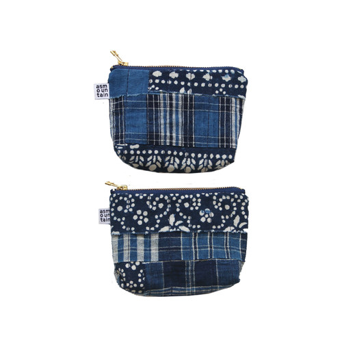 asmountain零钱包纯棉蓝染小清新