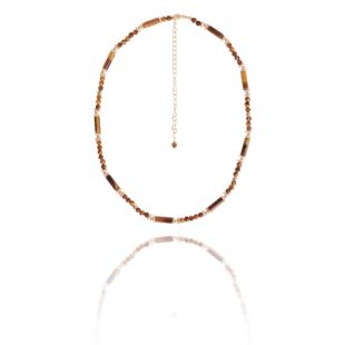 美拉德虎眼石INS小众设计手工串珠链法式文艺复古项链女