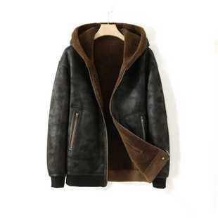 潮流男装 海宁男士 时尚 两面穿机车服外套加厚羊毛夹克冬季 秋冬新款