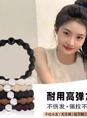 发圈头绳扎头发橡皮筋豆豆黑色高马尾简约气质女高弹力耐用套头饰