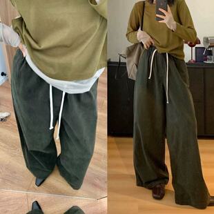 FS天丝斜纹重工砂洗宽松松紧阔腿及地休闲裤 25秋冬 主推