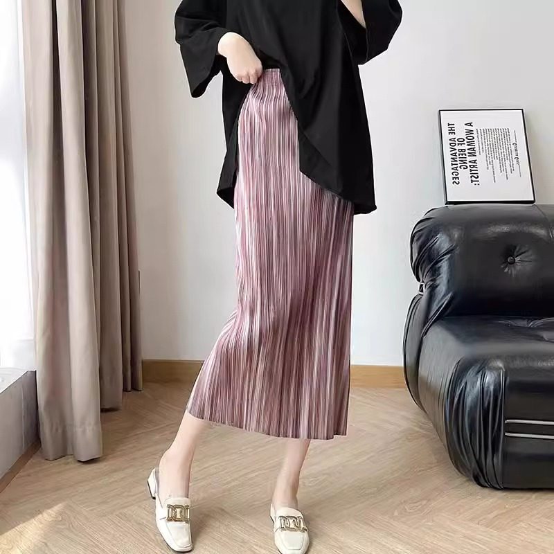 三宅一生渐变修身半身裙