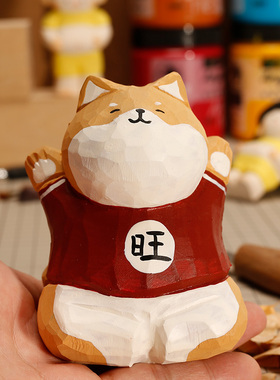 手工木雕旺财丨招财电脑桌摆件摆件治愈礼物女生桌面圣诞节礼物