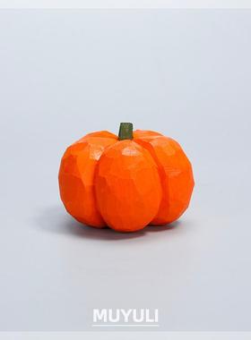 手工木雕南瓜丨摆件电脑桌面装饰女治愈系万圣节伴手礼物创意