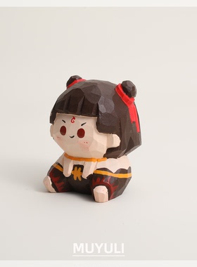 手工木雕哪吒丨国潮办公桌工位摆件稳定情绪桌面装饰摆件礼物创意