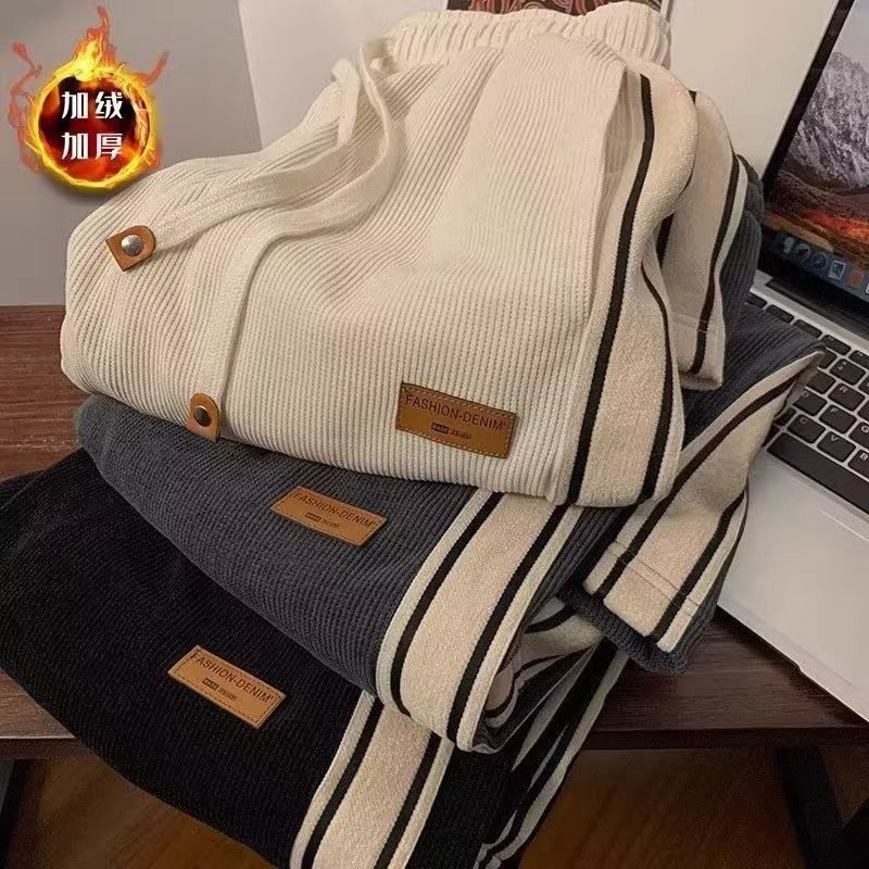 2026宽松休闲裤男韩版潮流百搭裤子加绒秋冬男士阔腿裤拖地长裤