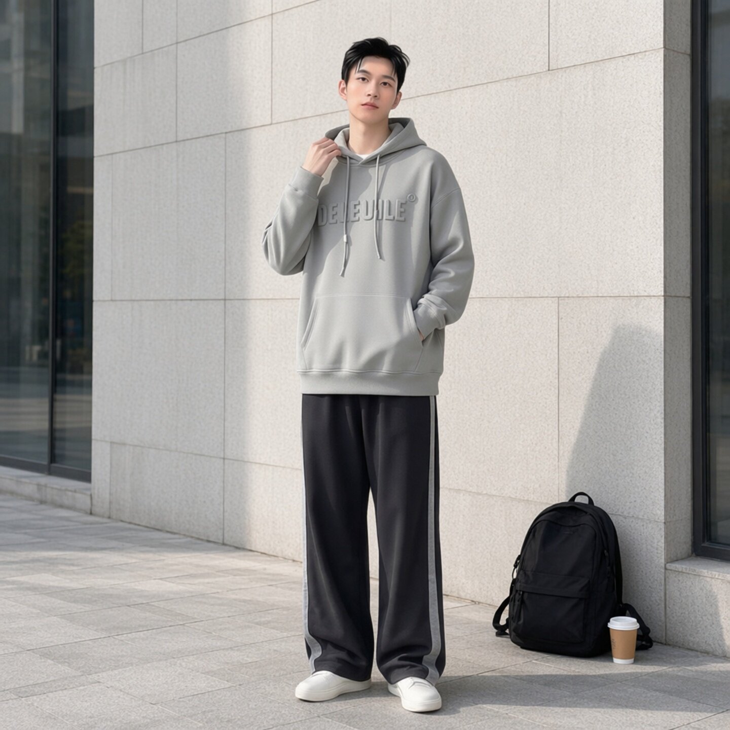 秋冬重磅500g美式连帽男卫衣