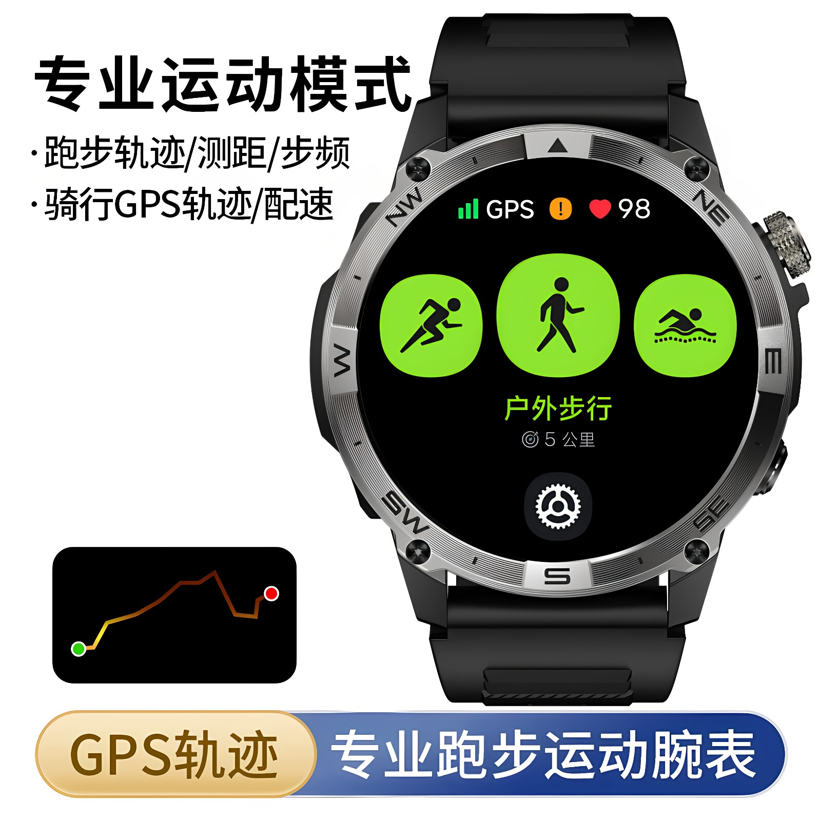 男士GPS轨迹蓝牙通话防水手表