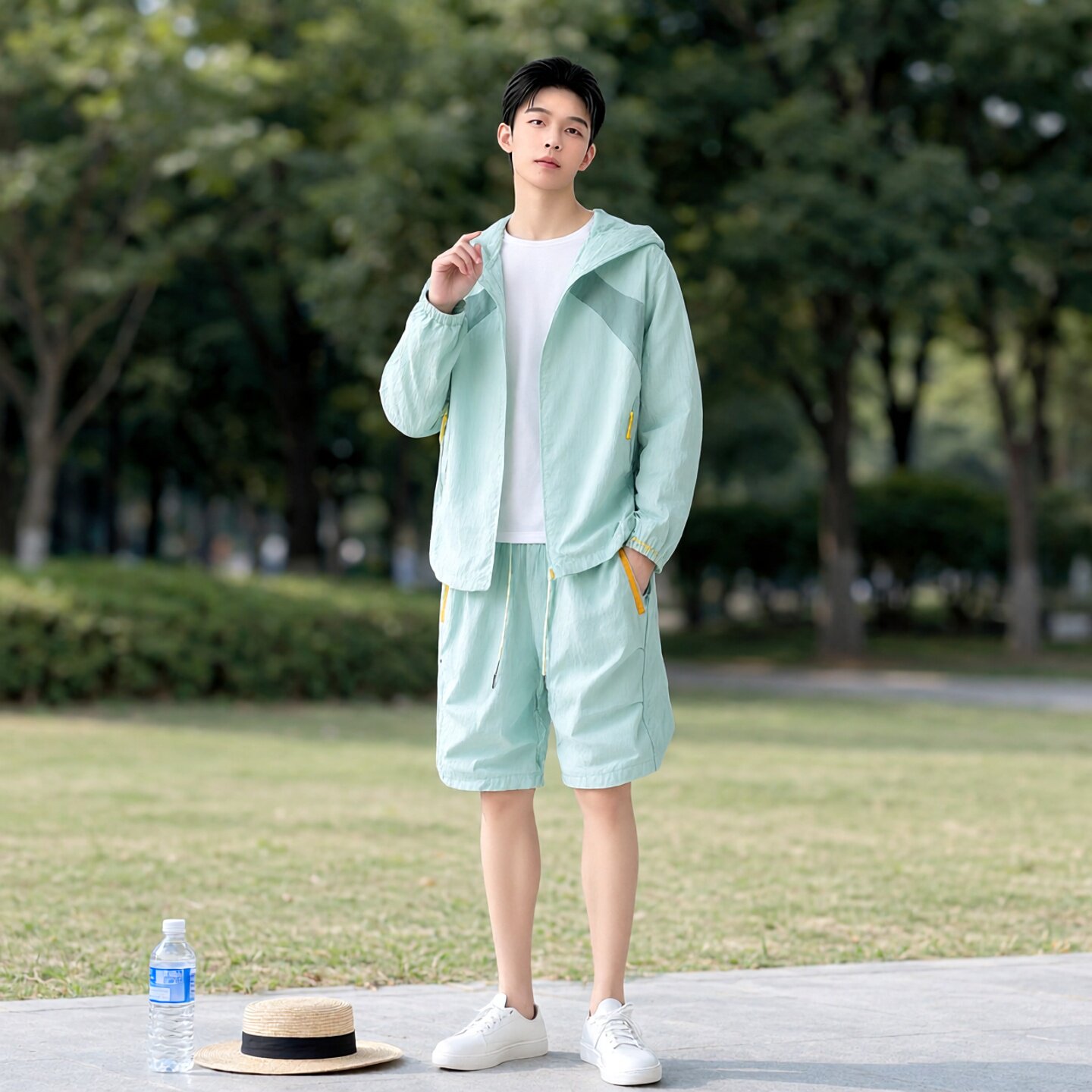 男士夏季透气薄款防晒运动套装