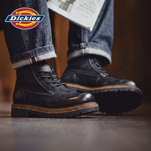 Dickies真皮马丁靴男2026新款秋季高帮男鞋工装靴子男靴户外短靴