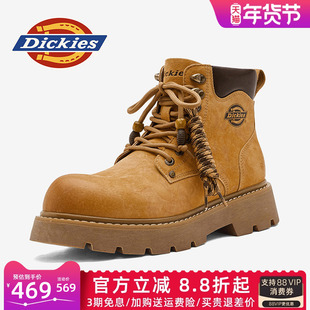 Dickies马丁靴男款2026新款男鞋冬季加绒靴子男靴男士中帮工装靴
