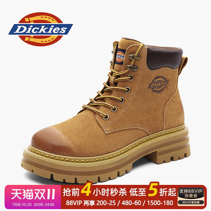 Dickies马丁靴男秋季男鞋2026新款男士靴子户外大黄靴工装靴棉鞋