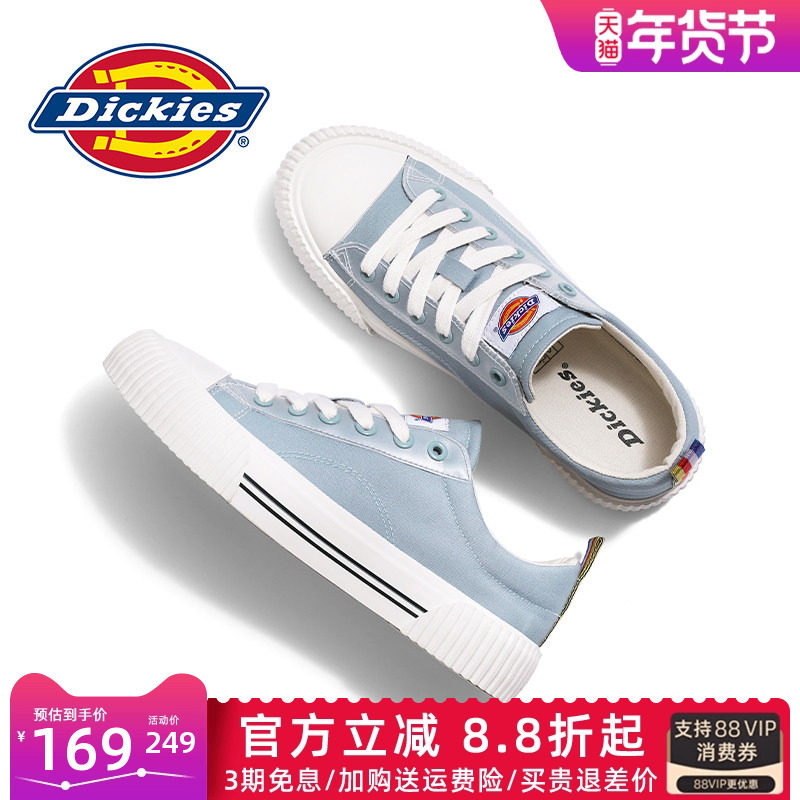 Dickies帆布鞋女鞋2026冬季新款冬季百搭小白鞋平底布鞋百搭单鞋