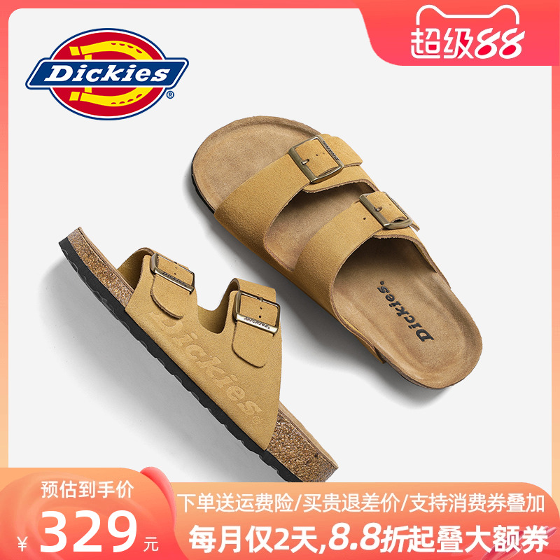 Dickies勃肯拖鞋夏季外穿2025新款耐磨真皮凉拖男士踩屎沙滩凉鞋