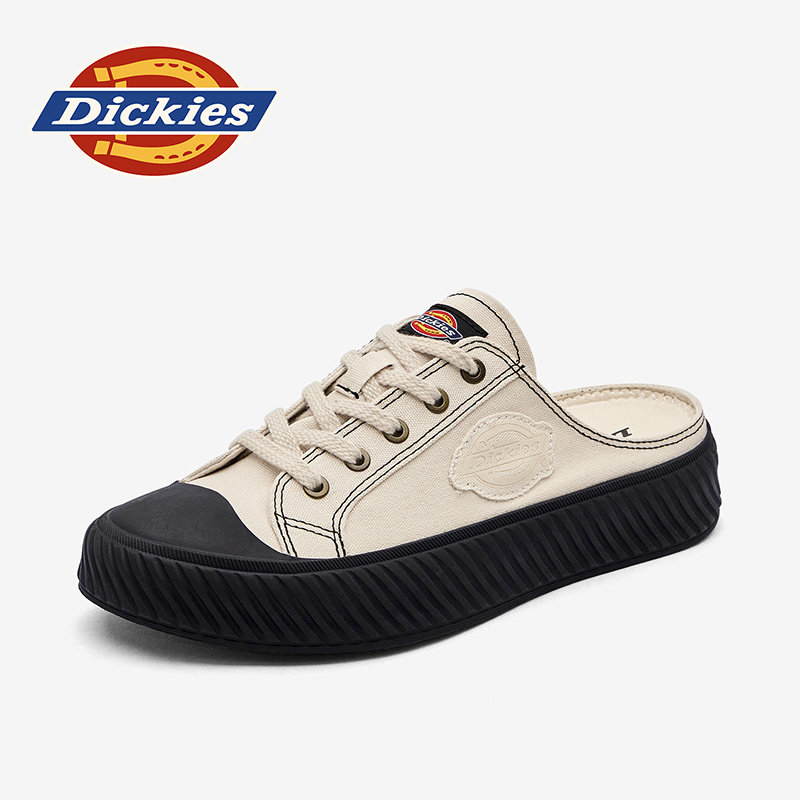 Dickies一脚蹬半拖帆布鞋2026新款夏季透气男鞋懒人鞋厚底休闲鞋