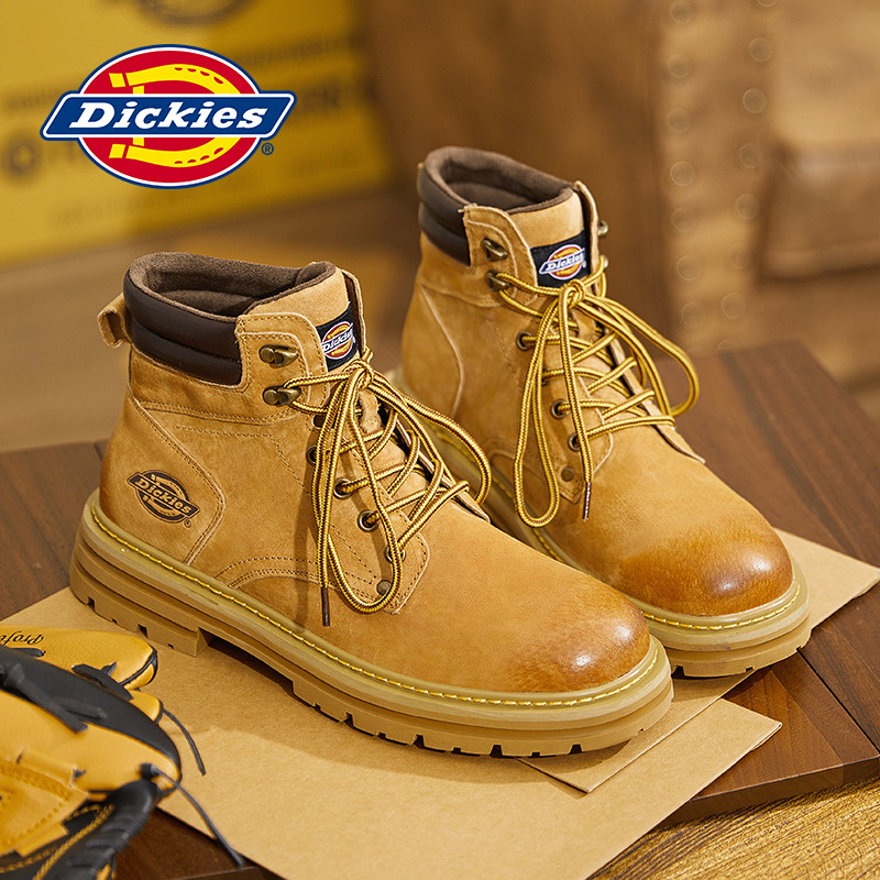 Dickies男鞋冬季棉鞋加绒靴子马丁靴男高帮男靴男士工装靴雪地靴