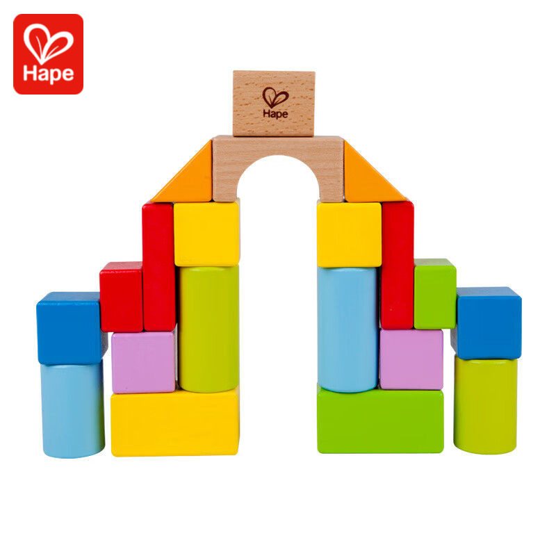 Hape 20粒益智拼搭积木大颗粒拼装儿童宝宝木制环保实木早教玩具