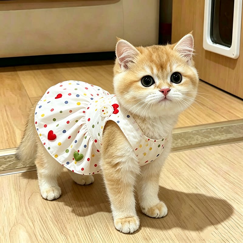 彩色波点连衣裙宠物衣服猫咪小型犬小体狗狗夏季吊带裙子马尔济斯