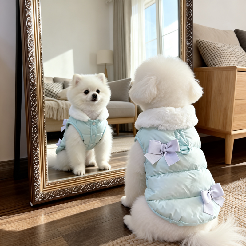 狗狗蝴蝶结棉衣宠物秋冬保暖猫咪马甲公主泰迪小型衣服