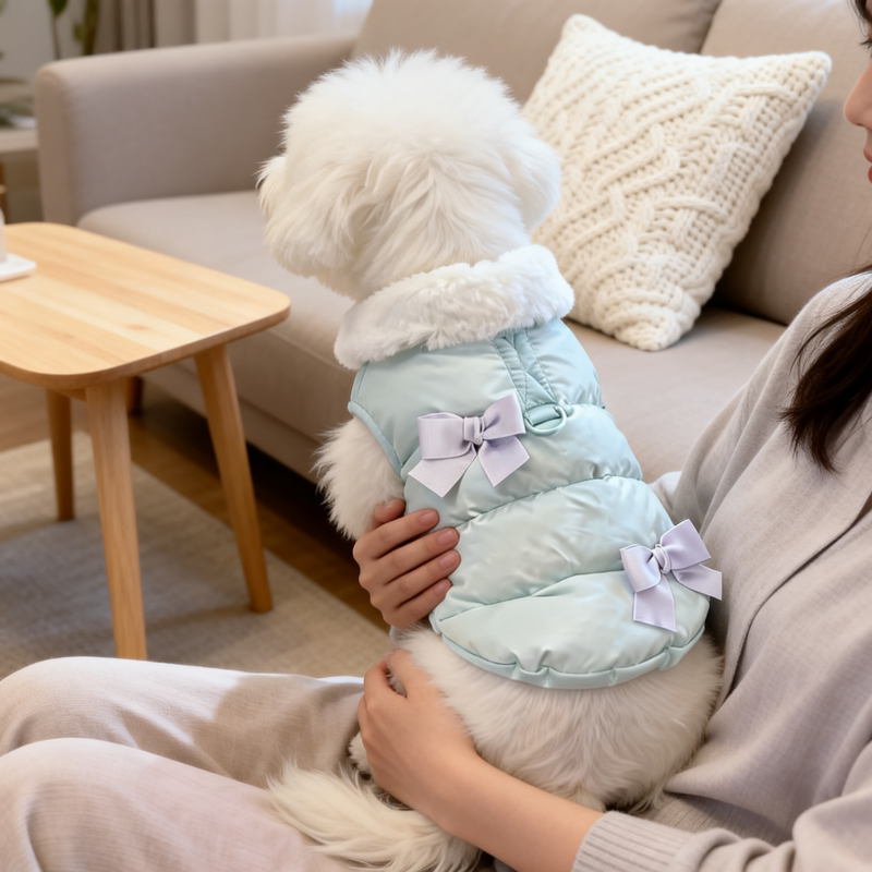 狗狗蝴蝶结棉衣宠物秋冬保暖猫咪马甲公主泰迪小型衣服