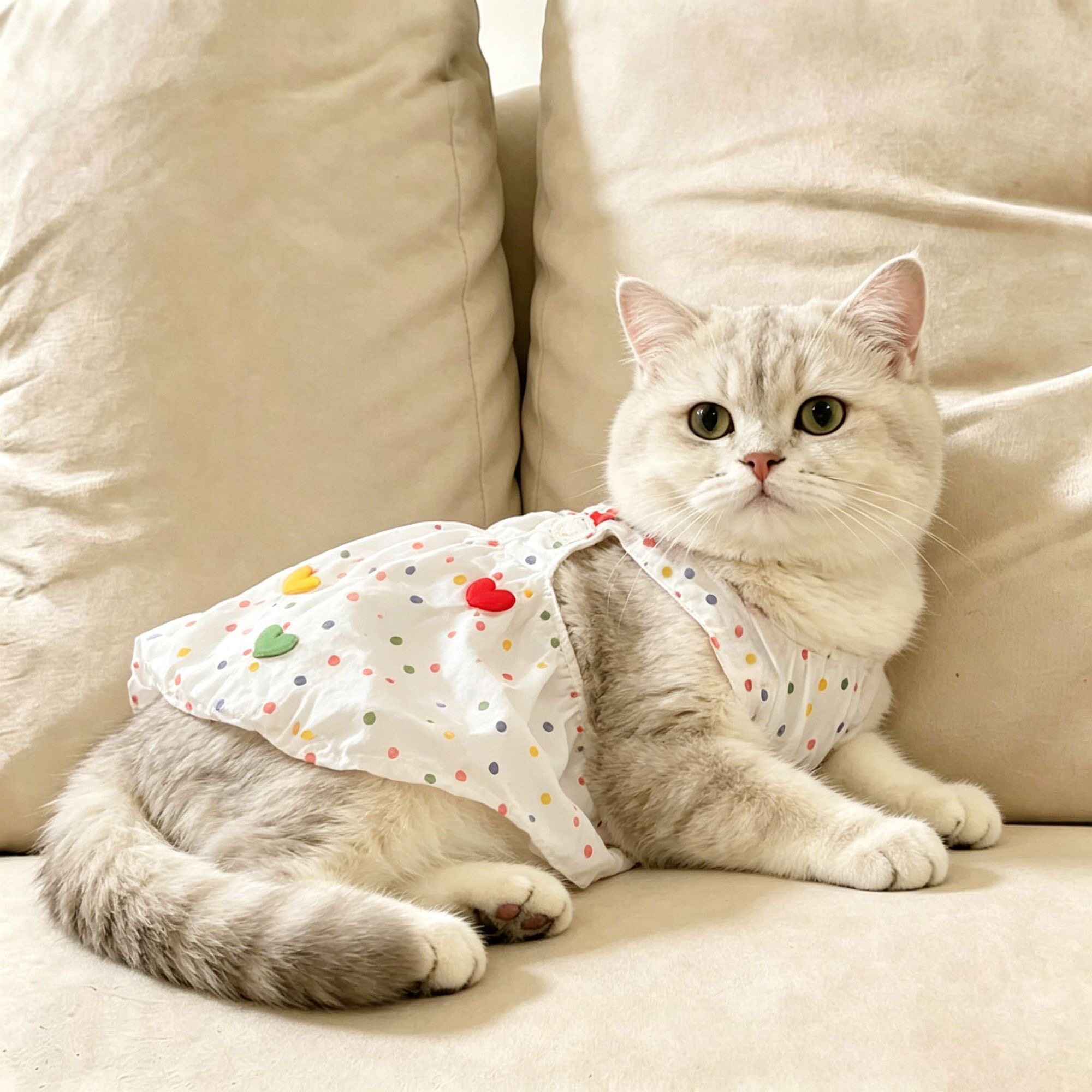 彩色波点连衣裙宠物衣服猫咪小型犬小体狗狗夏季吊带裙子马尔济斯