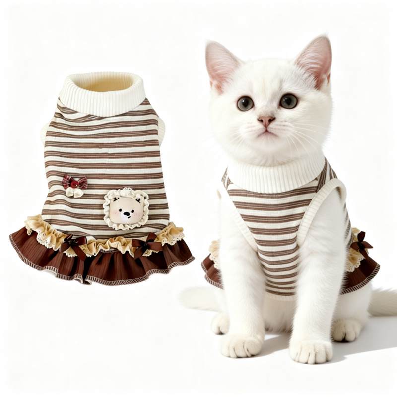 春夏季猫咪狗狗衣服条纹连衣裙泰迪比熊约克夏中小型犬秋天可爱