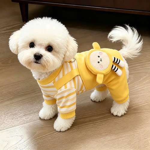 狗狗衣服春秋薄款背带裤泰迪比熊雪纳瑞小型犬可牵引宠物四脚衣