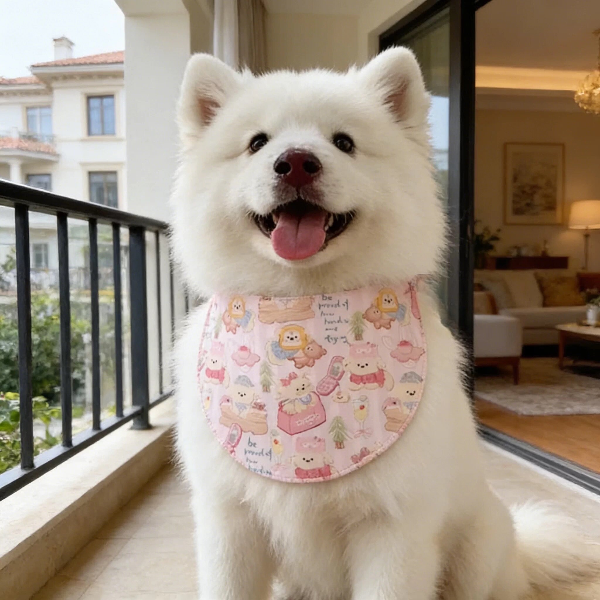 阿拉斯加萨摩金毛宠物狗狗口水巾可爱围脖吃饭防脏大型犬宠物围兜