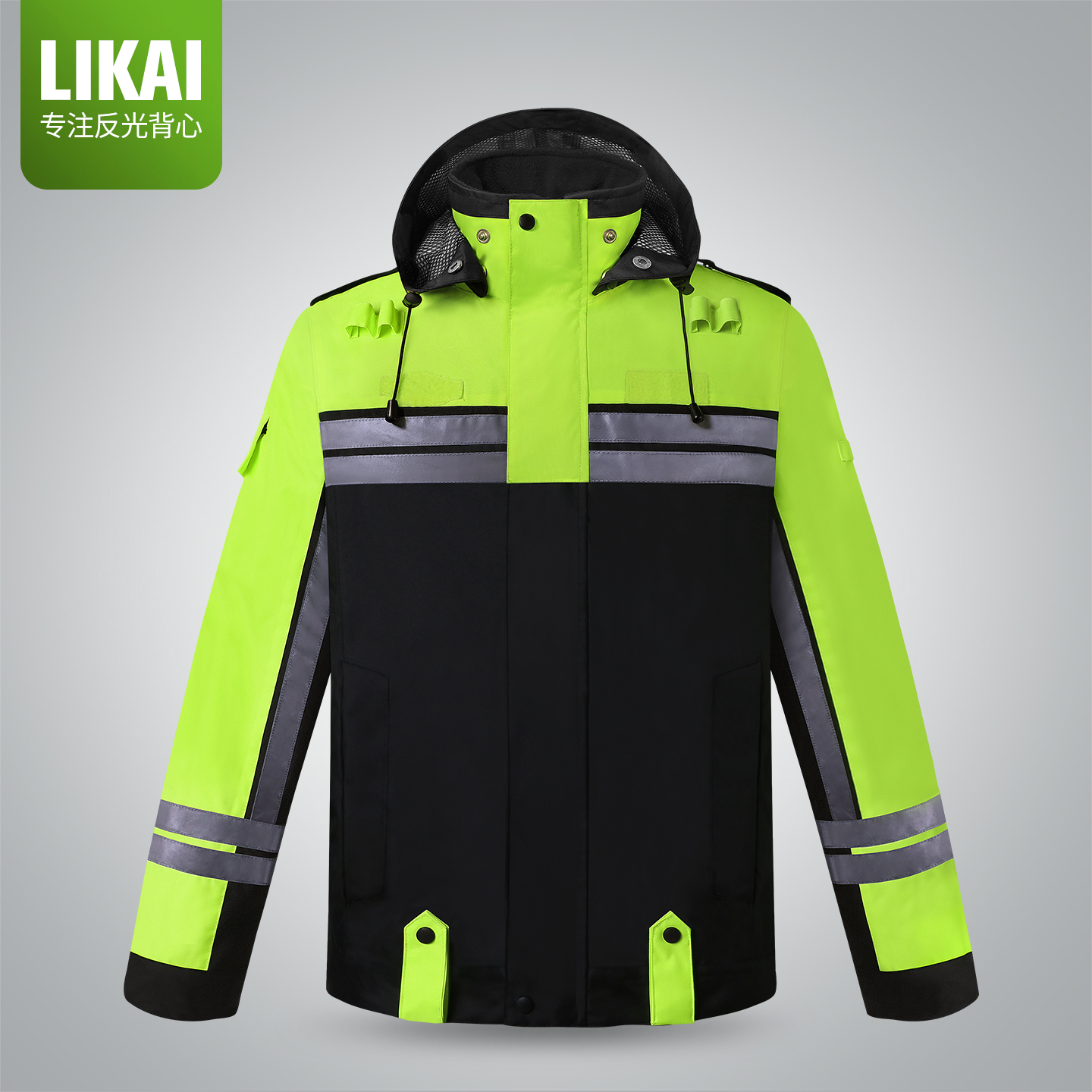 likai反光巡逻防雨骑行服反光安全机车服外套荧光防水外套印字