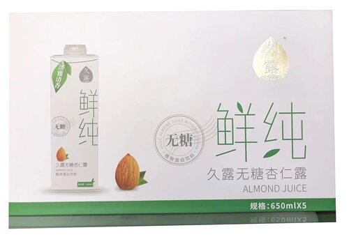 承德特产 平泉久露无糖杏仁露 植物蛋白饮料 650ml*5瓶礼盒