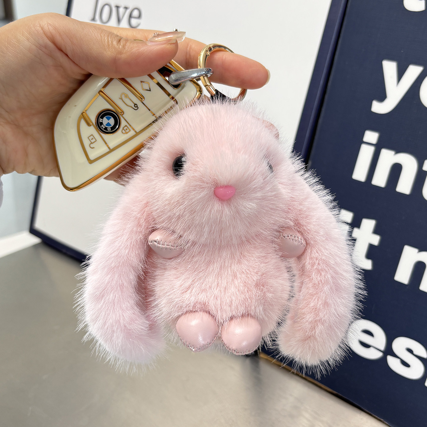 毛绒兔子包包挂件仿水貂毛汽车钥匙扣配饰挂件可爱公仔玩偶女礼物