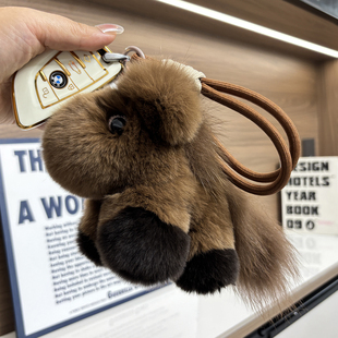 可爱真獭兔毛小马汽车钥匙扣挂件毛绒公仔玩偶独角兽包包挂饰礼物