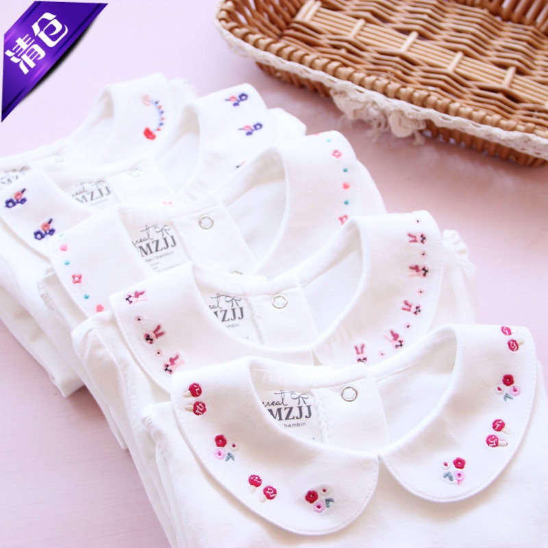 春秋刺绣小翻领长袖T恤娃娃衫