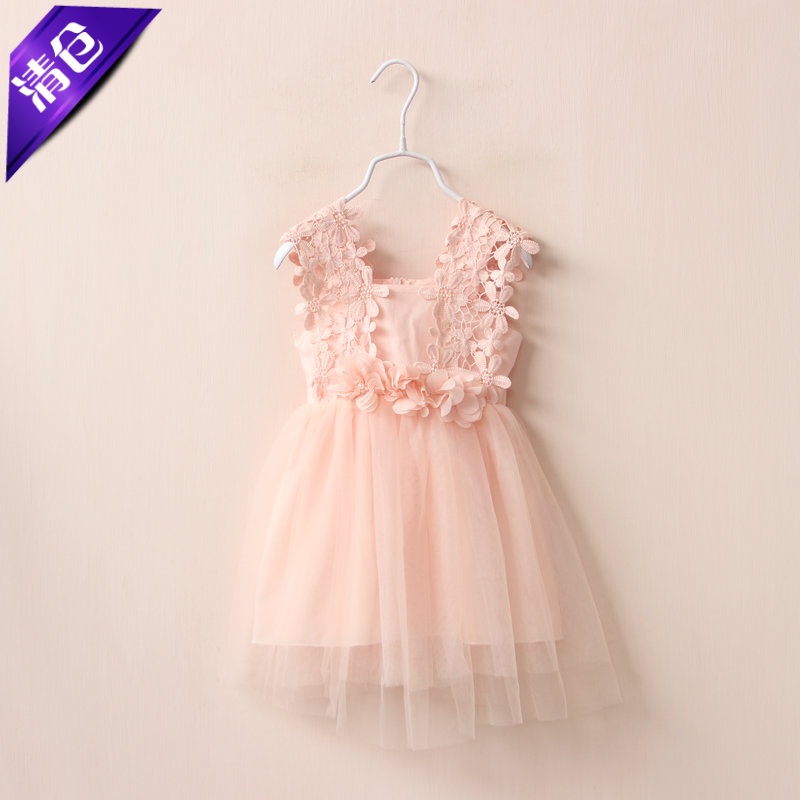 童装手工花朵韩版蕾丝背心公主裙