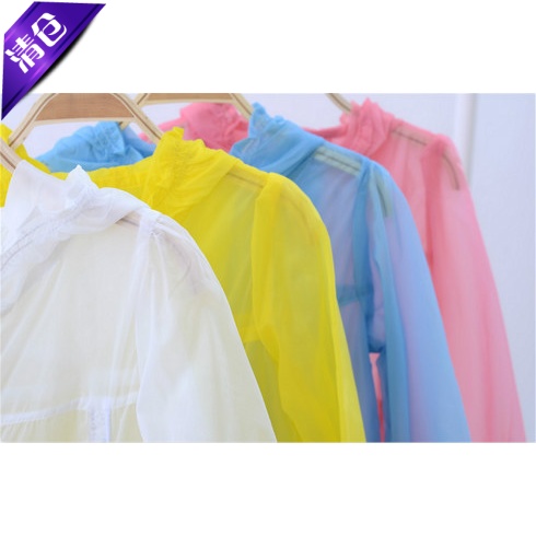 春夏女童装长袖防晒衣儿童连帽超薄外套皮肤衣木耳花边速干空调衫