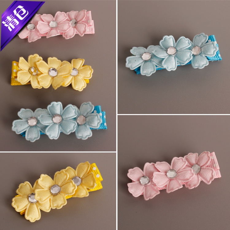 立体花卉全包布小发卡儿童头饰