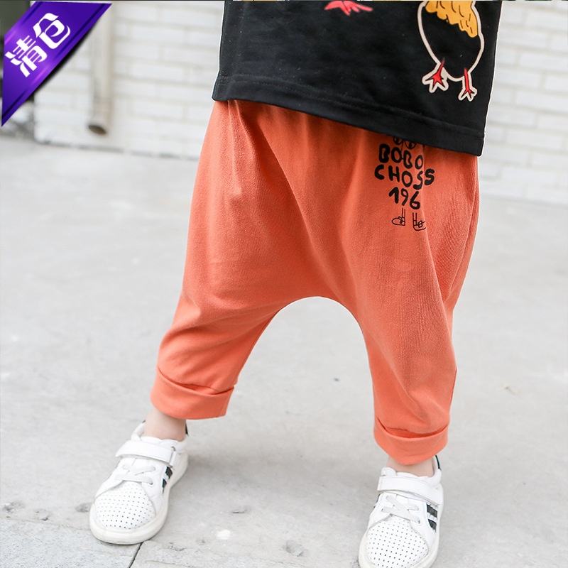 男童装春秋款字母印花纯棉哈伦裤