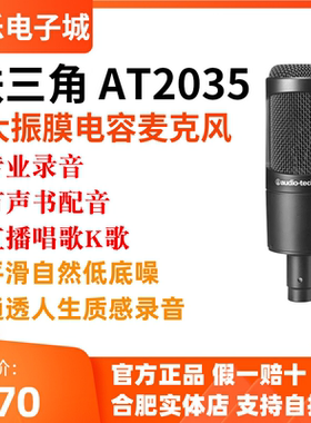 Audio Technica/铁三角 AT2035电容麦克风专业录音直播唱歌话筒