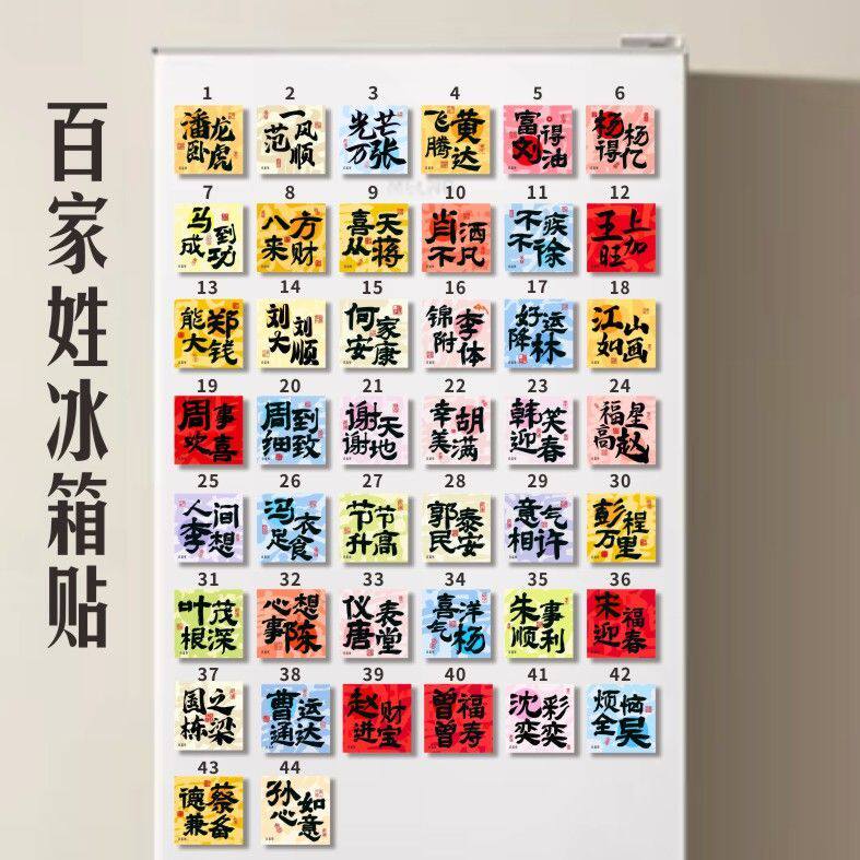 百家姓冰箱贴文创产品创意姓氏全谐音梗文字冰箱装饰纪念品伴手礼