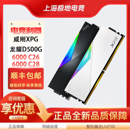 威刚6000C26龙耀D500G内存条