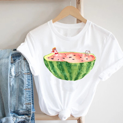watermelon T-shirt夏季新款西瓜植物印花宽松圆领女士T恤短袖
