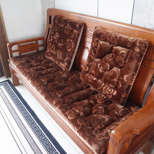 包邮 秋冬加厚红木实木沙发坐垫 毛绒垫子椅垫 木质沙发组合 防滑