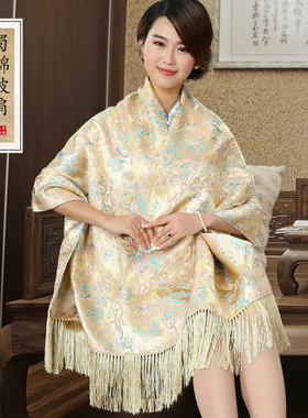 四川成都纪念品蜀锦披肩围巾女中国特色礼品送老外的文化礼物留念