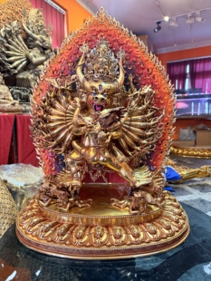 尼泊尔直邮 高度66厘米 高档鎏金大威德金刚双身像